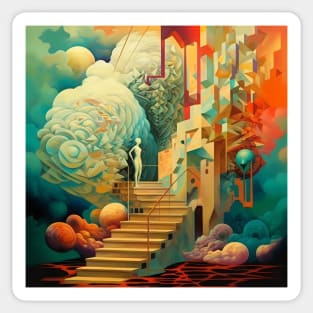 Transcending the Boundary of Dreams: Surrealist Explorations in Abstract Forms and Dimensions Sticker